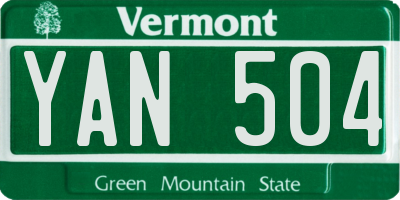 VT license plate YAN504