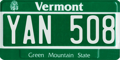 VT license plate YAN508