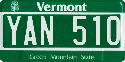VT license plate YAN510