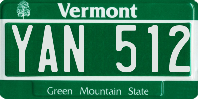 VT license plate YAN512