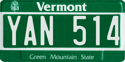 VT license plate YAN514