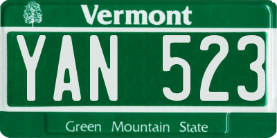 VT license plate YAN523