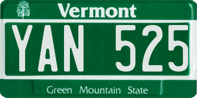 VT license plate YAN525