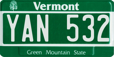 VT license plate YAN532