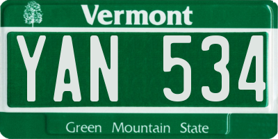 VT license plate YAN534