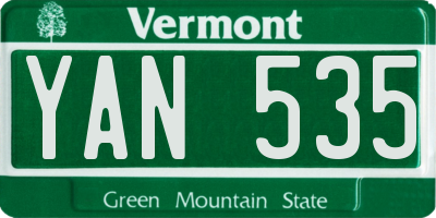 VT license plate YAN535