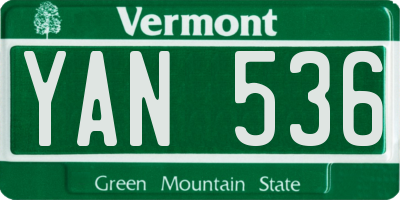 VT license plate YAN536