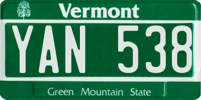 VT license plate YAN538