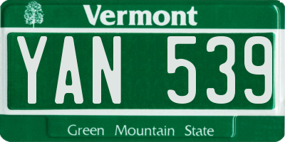VT license plate YAN539
