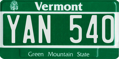 VT license plate YAN540