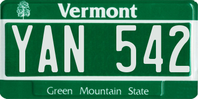 VT license plate YAN542
