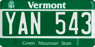 VT license plate YAN543