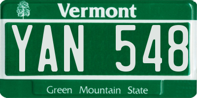 VT license plate YAN548