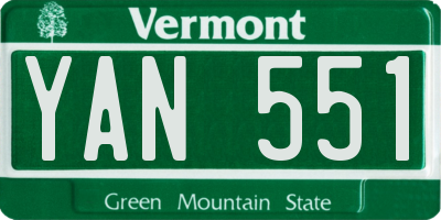 VT license plate YAN551