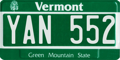 VT license plate YAN552