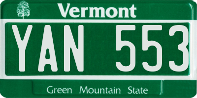 VT license plate YAN553