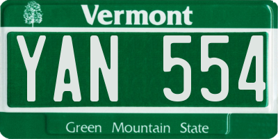 VT license plate YAN554