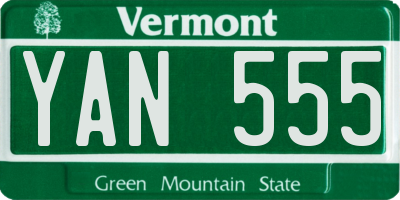 VT license plate YAN555