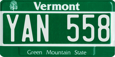 VT license plate YAN558