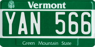 VT license plate YAN566