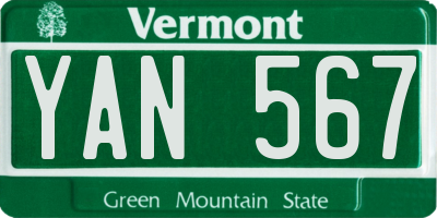 VT license plate YAN567