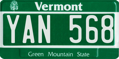 VT license plate YAN568