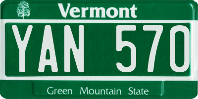 VT license plate YAN570