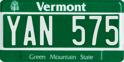 VT license plate YAN575