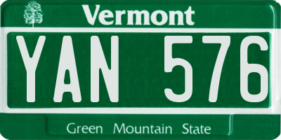 VT license plate YAN576