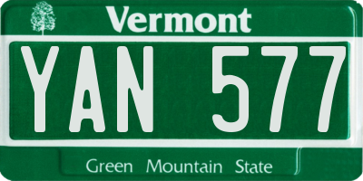 VT license plate YAN577