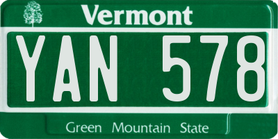 VT license plate YAN578