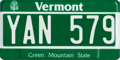 VT license plate YAN579