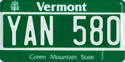 VT license plate YAN580
