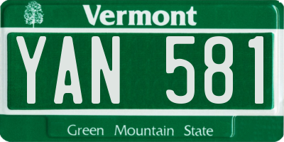 VT license plate YAN581