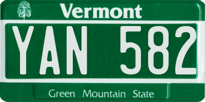 VT license plate YAN582