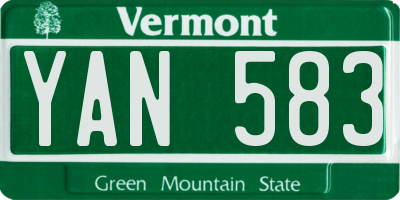 VT license plate YAN583
