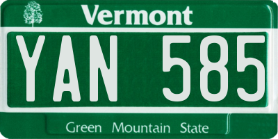 VT license plate YAN585