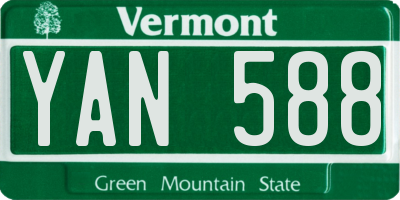 VT license plate YAN588