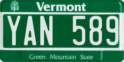 VT license plate YAN589