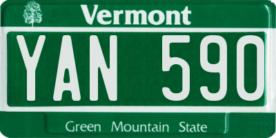 VT license plate YAN590