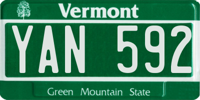 VT license plate YAN592