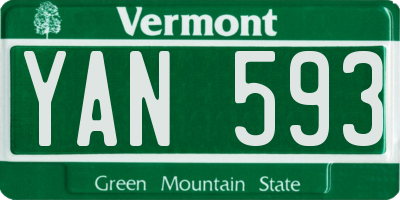 VT license plate YAN593