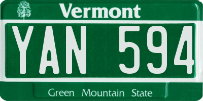 VT license plate YAN594