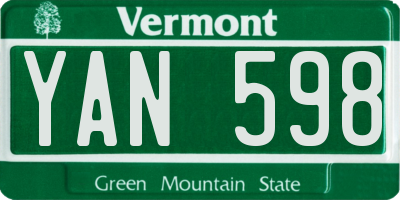 VT license plate YAN598