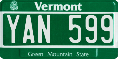 VT license plate YAN599