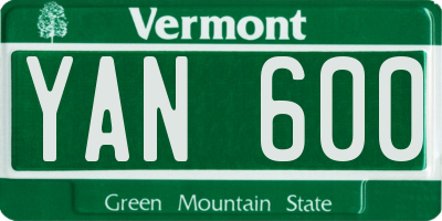 VT license plate YAN600