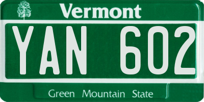 VT license plate YAN602