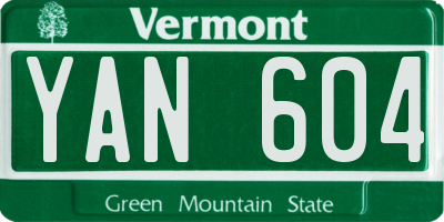 VT license plate YAN604