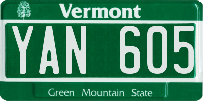 VT license plate YAN605