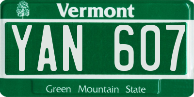 VT license plate YAN607